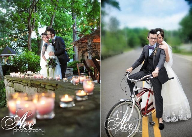 bride, groom, tandem, franklin wedding, eclectic